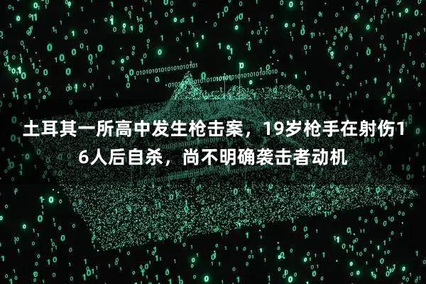 土耳其一所高中发生枪击案,19岁枪手在射伤16人后自杀,尚不明确袭击者动机